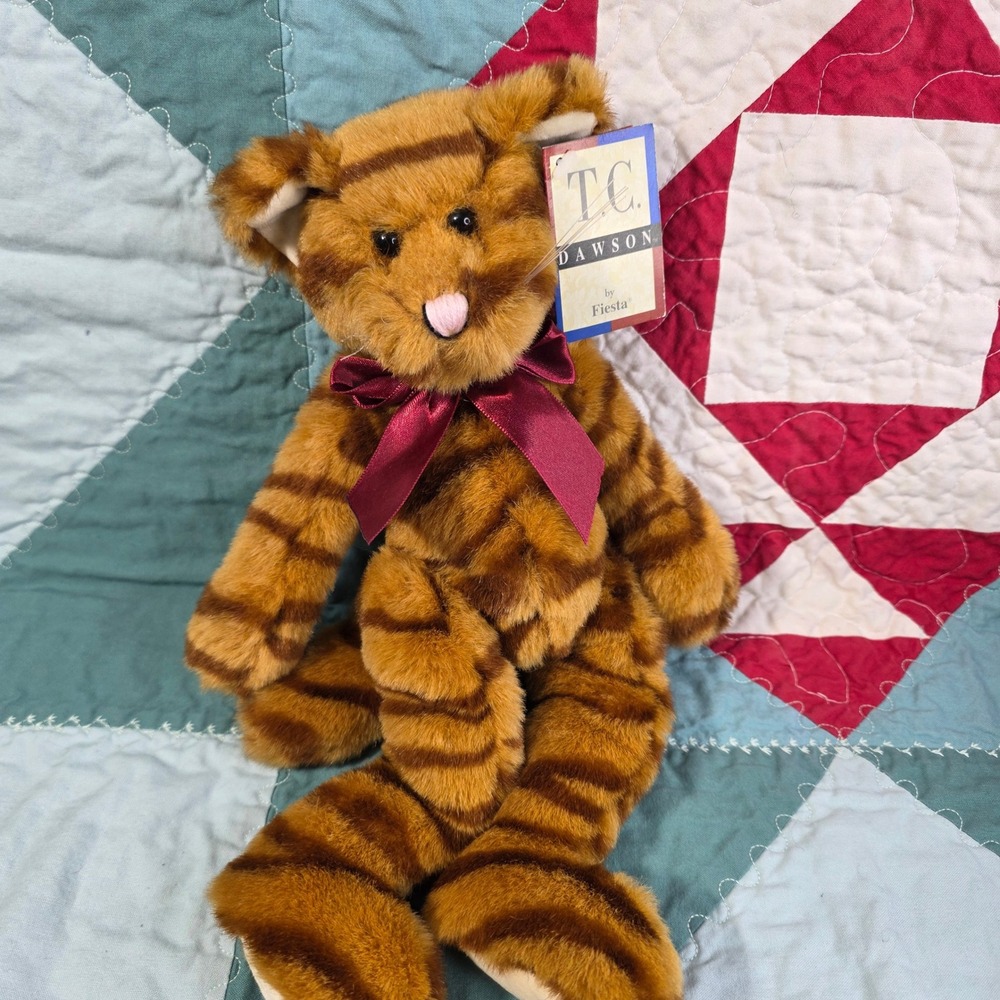TC Dawson by Fiesta Precious Orange Tabby Cat Plush Toy 1999 Striped 12in
